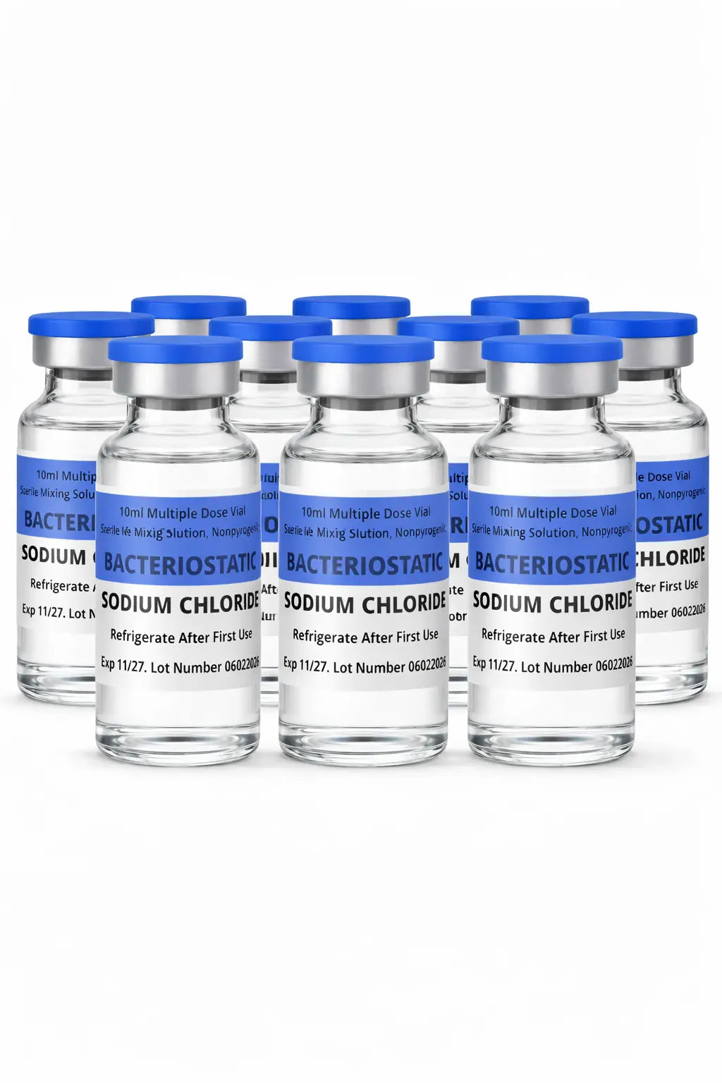 10 x 10ml Bacteriostatic Sodium Chloride. Sterile-solution.com