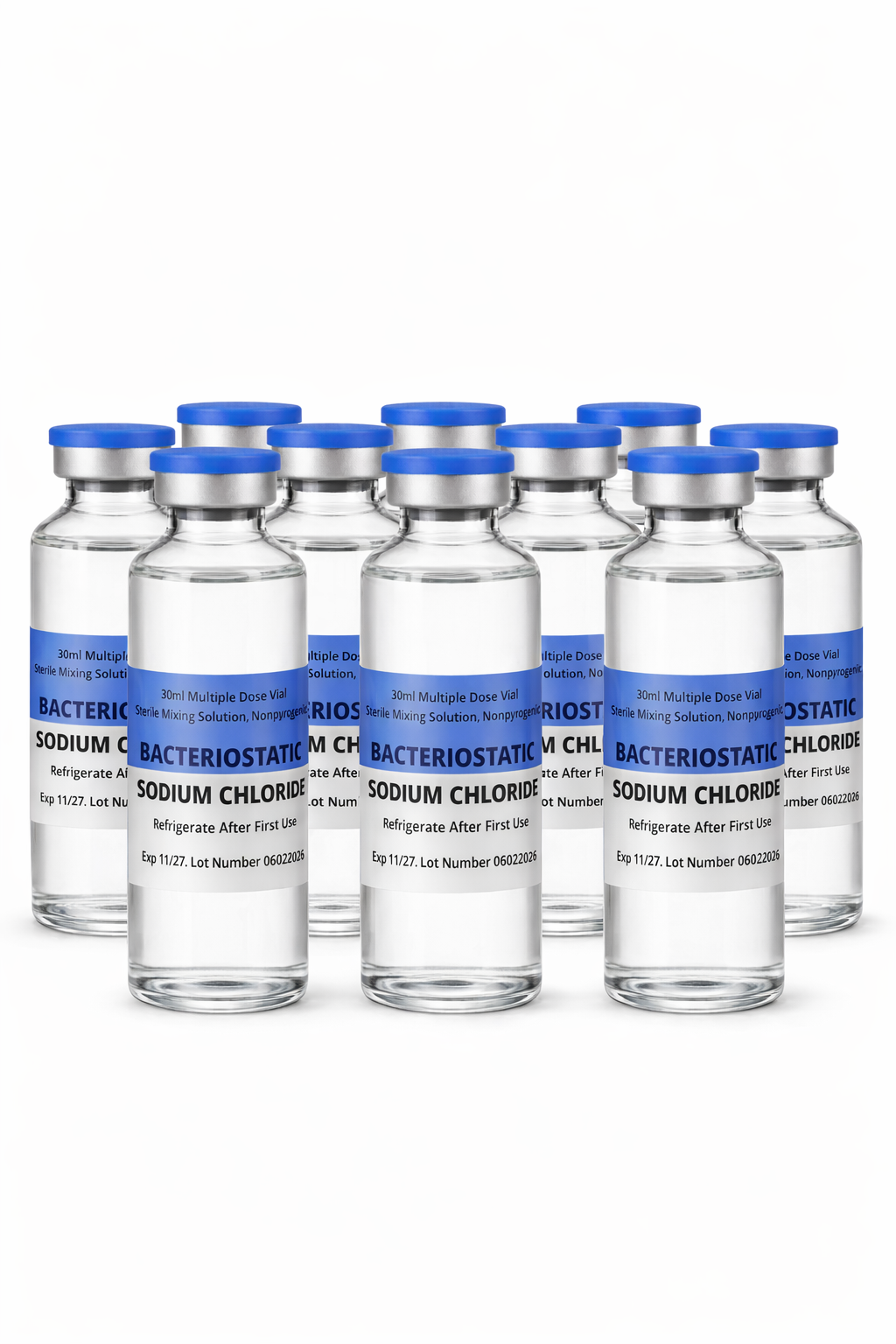 10 x 30ml Bacteriostatic Sodium Chloride. Sterile-solution.com