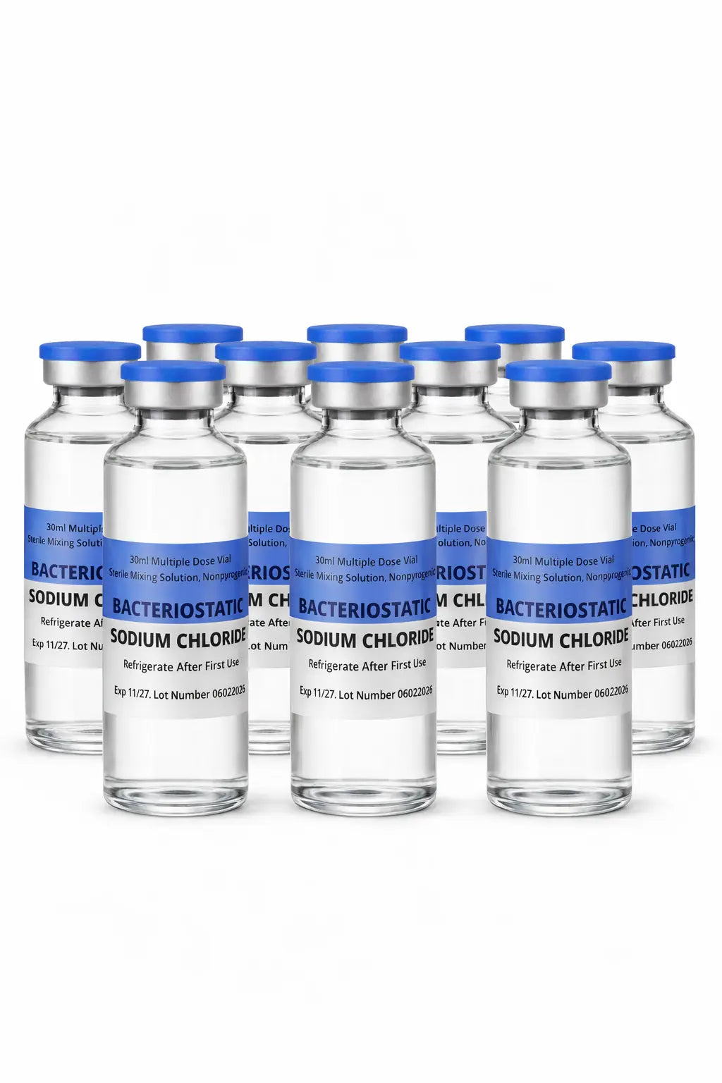 10 x 30ml Bacteriostatic Sodium Chloride. Sterile-solution.com