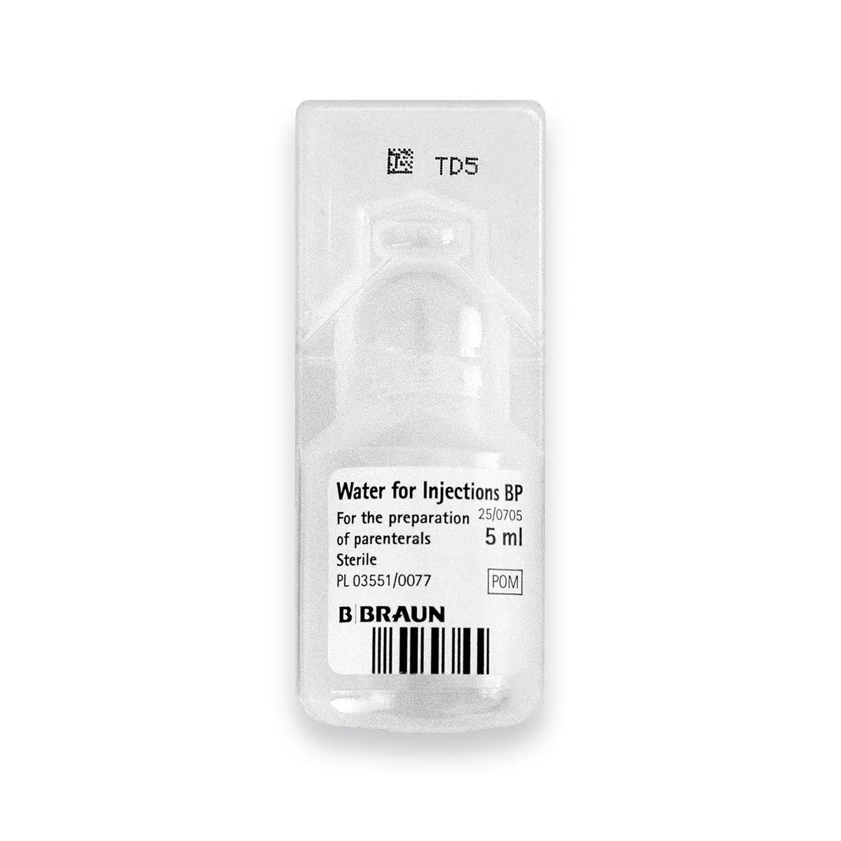 5ml ampoules of sterile water. Sterile-solution.com